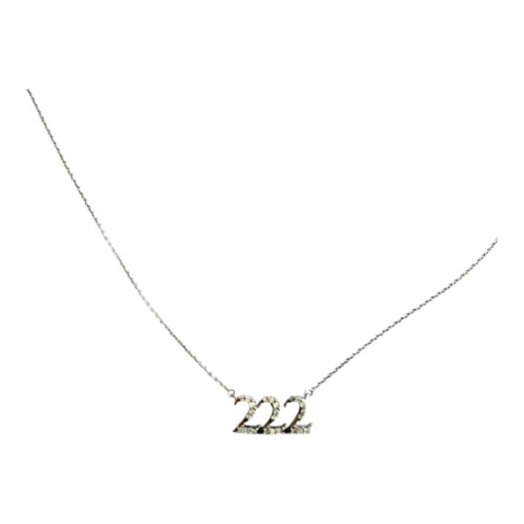 Diamond Accent Lucky Number "222" Necklace in Sterling Silver - Picture 2 of 5